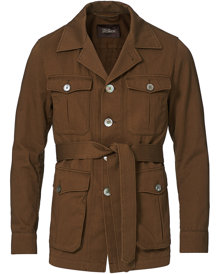 Hombres | Camisas | Oscar Jacobson | Westwood Washed Cotton Shirt Jacket Army Brown