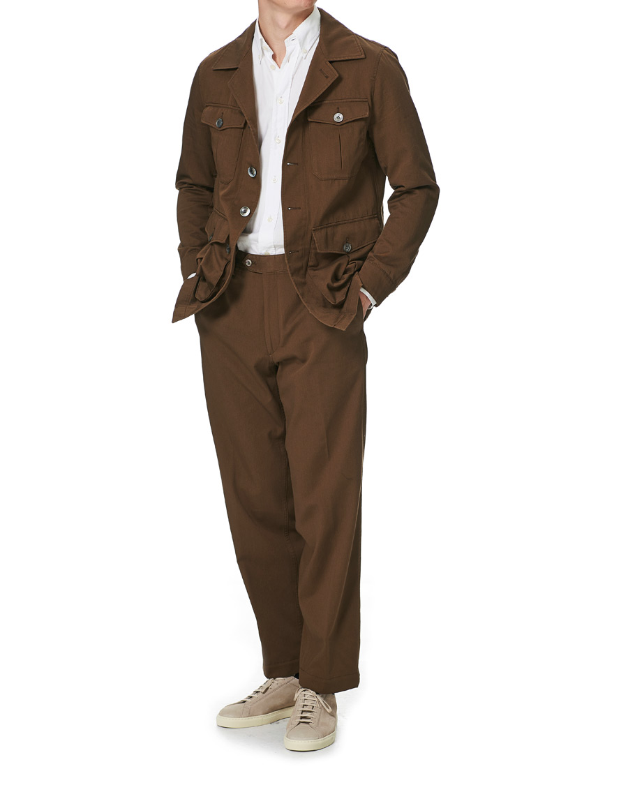 Hombres | Camisas | Oscar Jacobson | Westwood Washed Cotton Shirt Jacket Army Brown