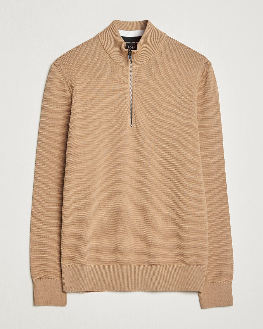 Hombres | Jerséis y prendas de punto | BOSS BLACK | Ebrando Half-Zip Medium Beige