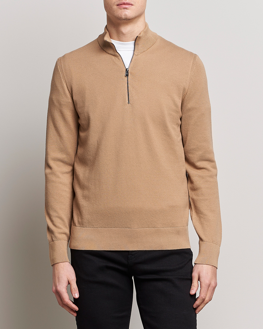 Hombres | Jerséis y prendas de punto | BOSS BLACK | Ebrando Half-Zip Medium Beige