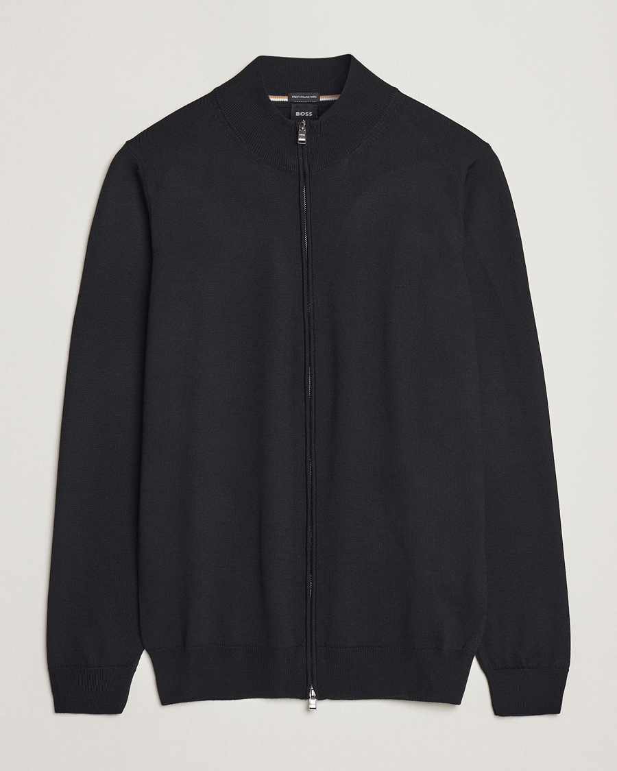 Hombres | Jerséis y prendas de punto | BOSS BLACK | Balonso Full-Zip Sweater Black
