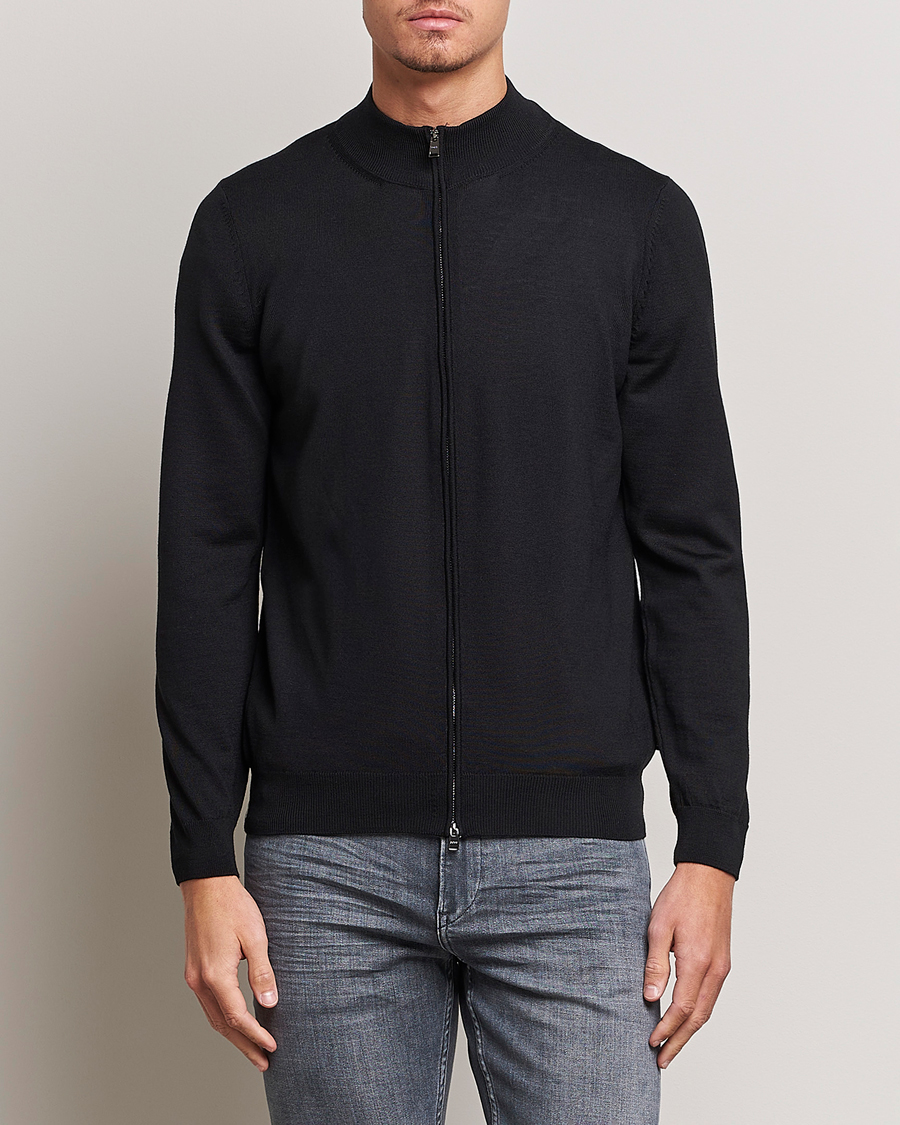 Hombres | Jerséis y prendas de punto | BOSS BLACK | Balonso Full-Zip Sweater Black