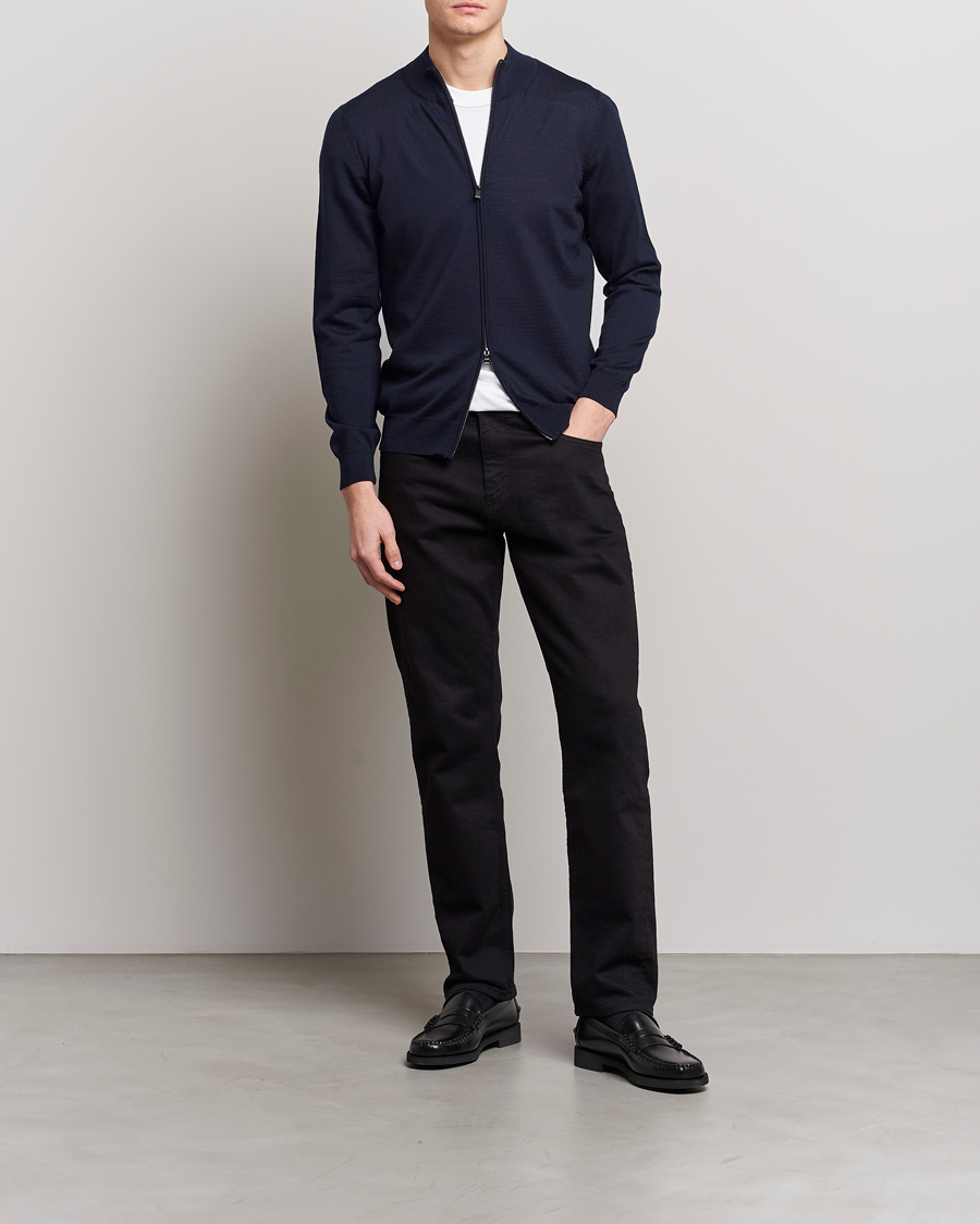 Hombres | Jerséis y prendas de punto | BOSS BLACK | Balonso Full-Zip Sweater Dark Blue