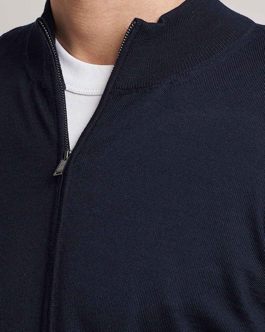 Hombres | Jerséis y prendas de punto | BOSS BLACK | Balonso Full-Zip Sweater Dark Blue