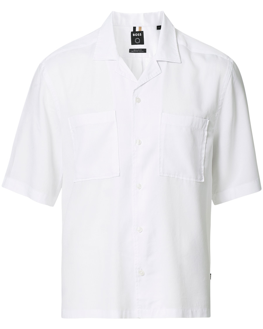 Hombres | Camisas | BOSS BLACK | BOSS Lars Resort Collar Short Sleeve Shirt White