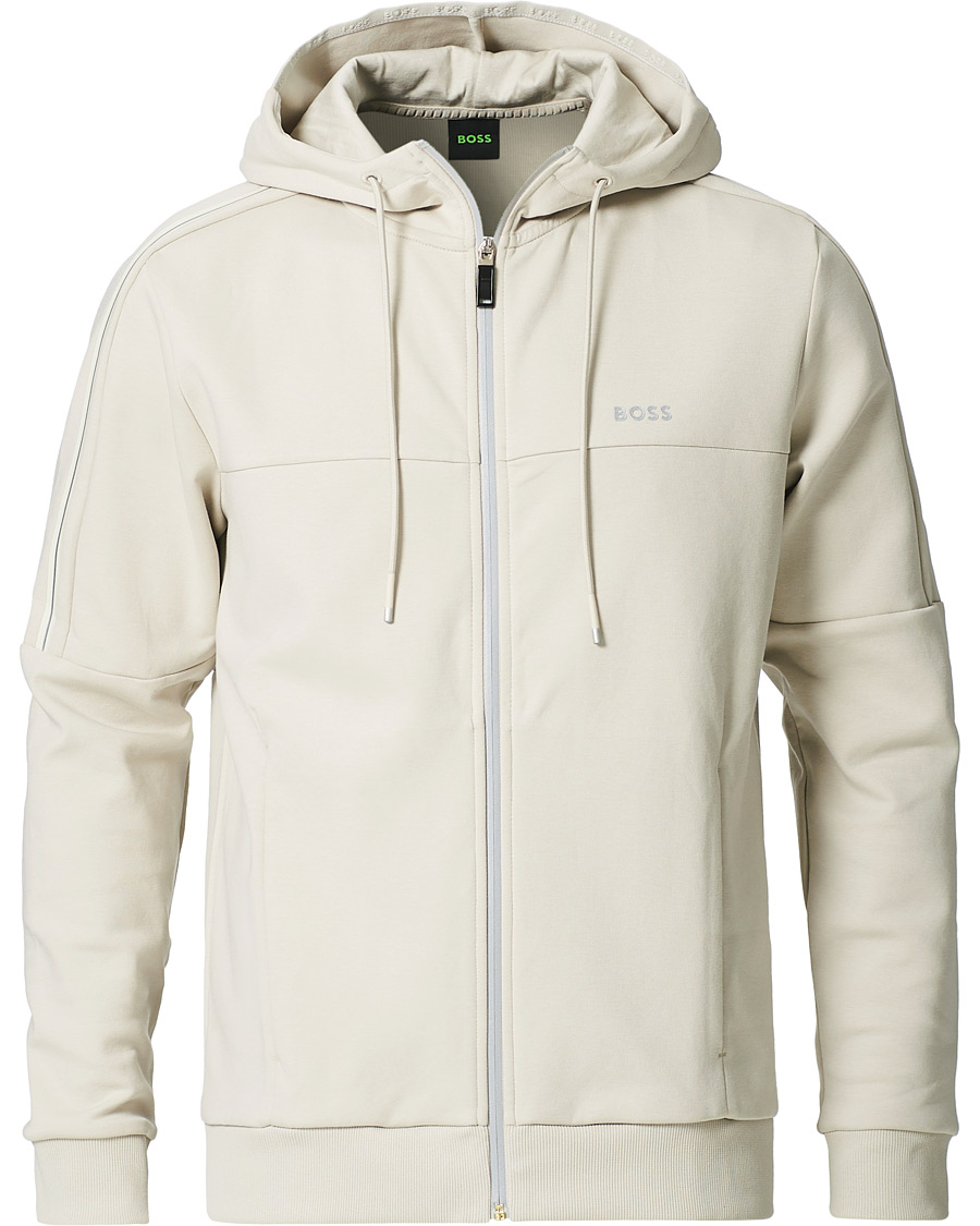 Hombres | Jerséis y prendas de punto | BOSS GREEN | BOSS Athleisure Saggy Full Zip Hoodie Light Beige