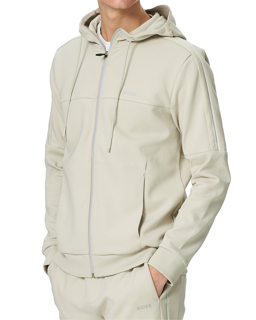 Hombres | Jerséis y prendas de punto | BOSS GREEN | BOSS Athleisure Saggy Full Zip Hoodie Light Beige