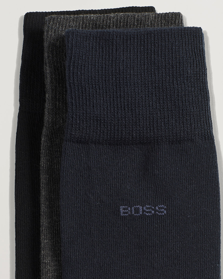 Hombres | BOSS | BOSS BLACK | 3-Pack RS Uni Socks Navy/Black/Grey