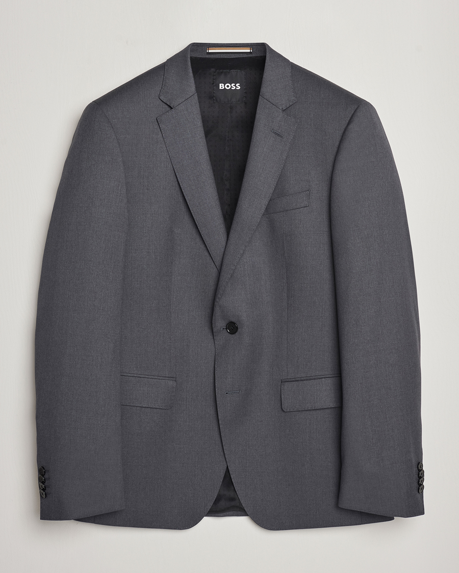 Hombres | Blazers | BOSS BLACK | Huge Slim Fit Wool Blazer Dark Grey