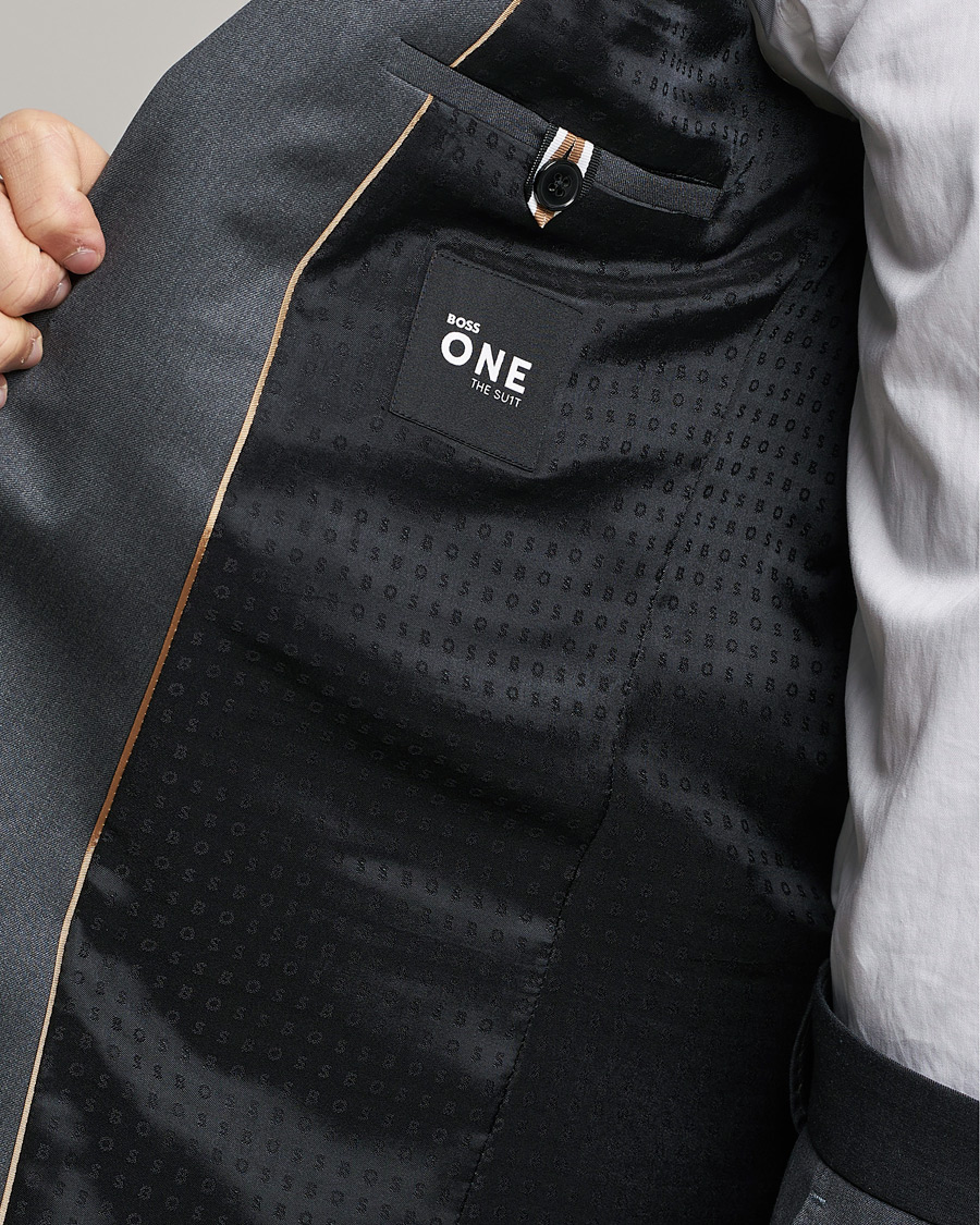 Hombres | Blazers | BOSS BLACK | Huge Slim Fit Wool Blazer Dark Grey