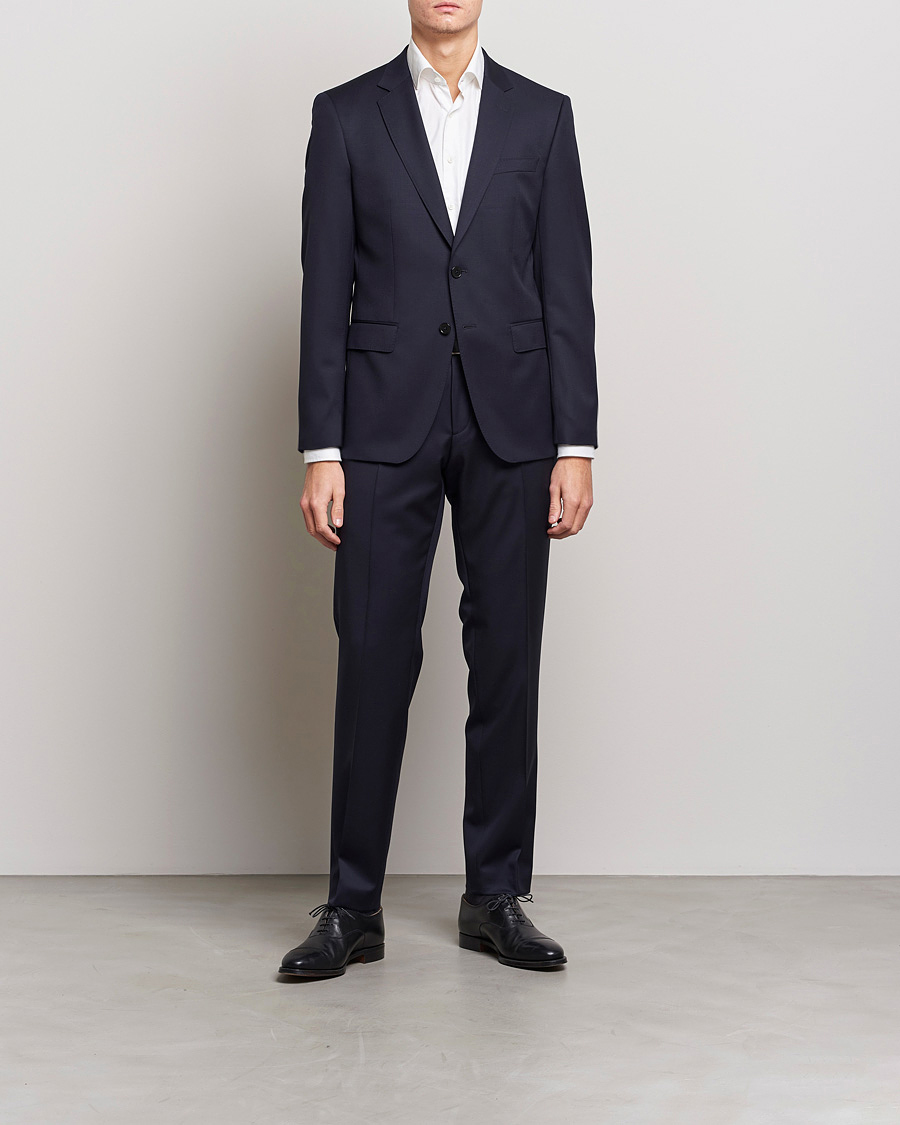 Hombres | Blazers | BOSS BLACK | Huge Slim Fit Wool Blazer Dark Blue