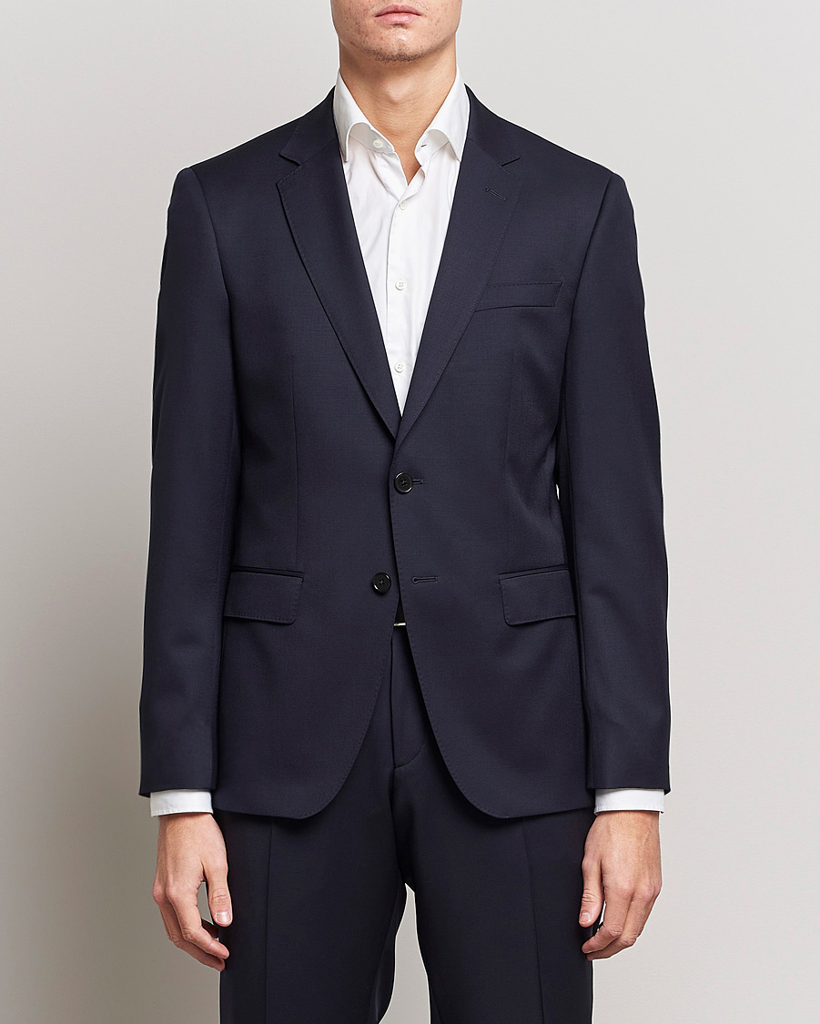 Hombres | Blazers | BOSS BLACK | Huge Slim Fit Wool Blazer Dark Blue