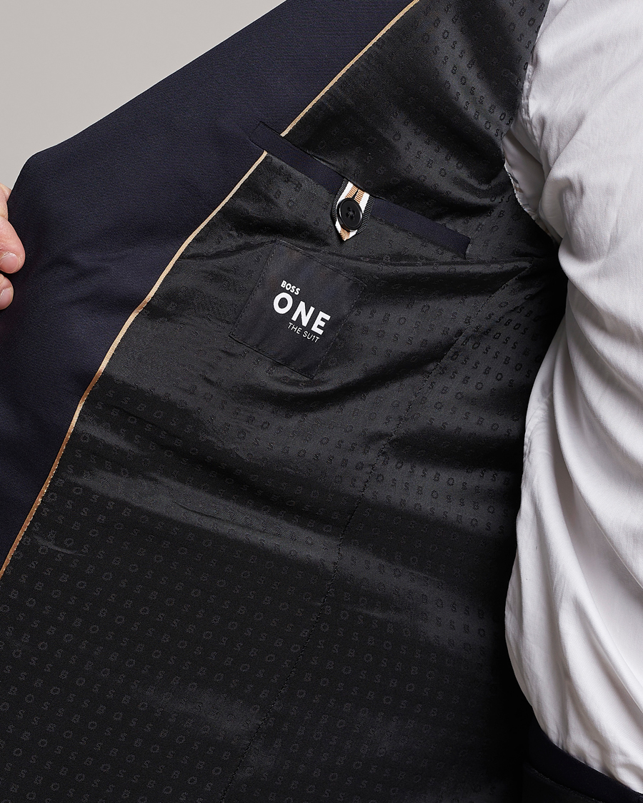 Hombres | Blazers | BOSS BLACK | Huge Slim Fit Wool Blazer Dark Blue
