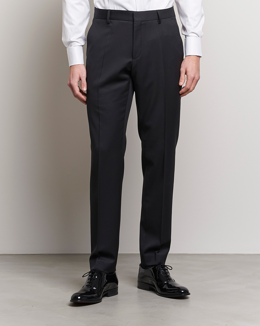 Hombres | Pantalones | BOSS BLACK | Genius Slim Fit Wool Trousers Black