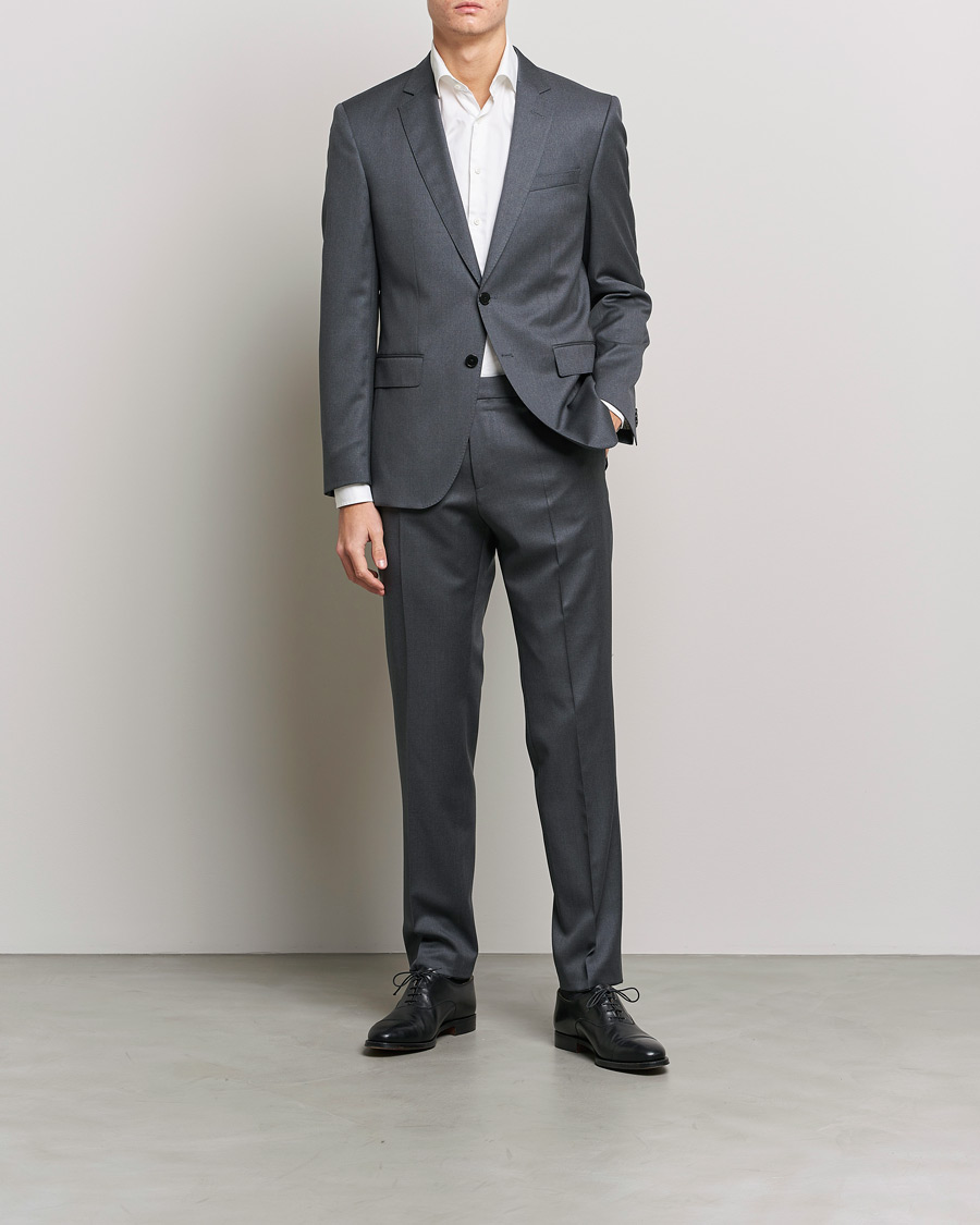 Hombres | Pantalones | BOSS BLACK | Genius Slim Fit Wool Trousers Dark Grey