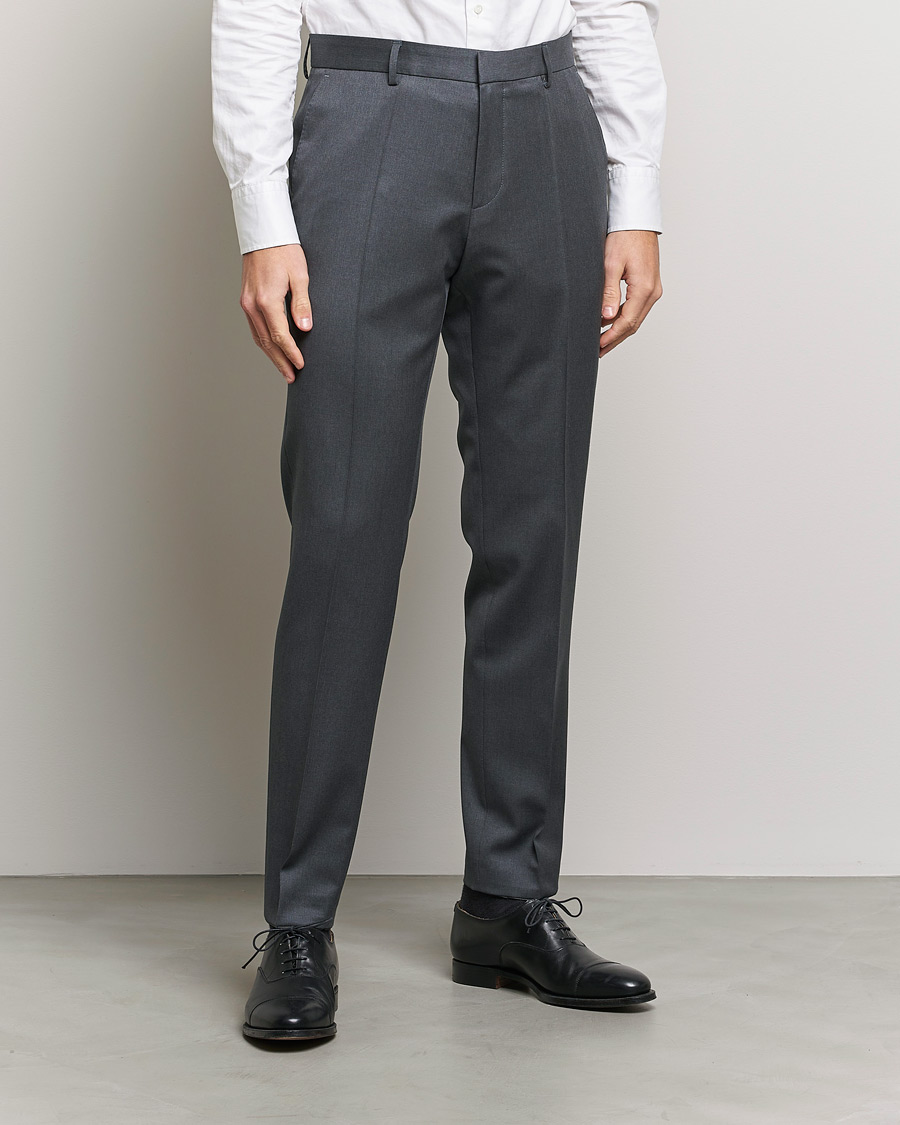 Hombres | Traje de boda | BOSS BLACK | Genius Slim Fit Wool Trousers Dark Grey