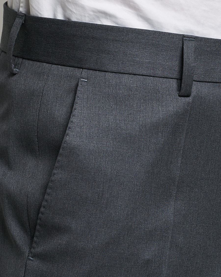 Hombres | Pantalones | BOSS BLACK | Genius Slim Fit Wool Trousers Dark Grey
