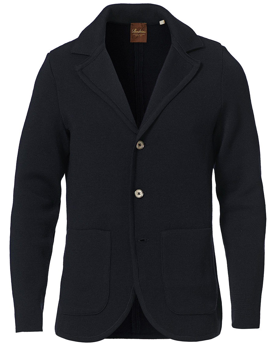 Hombres | Blazers | Stenströms | Milano Knitted Merino Blazer Navy