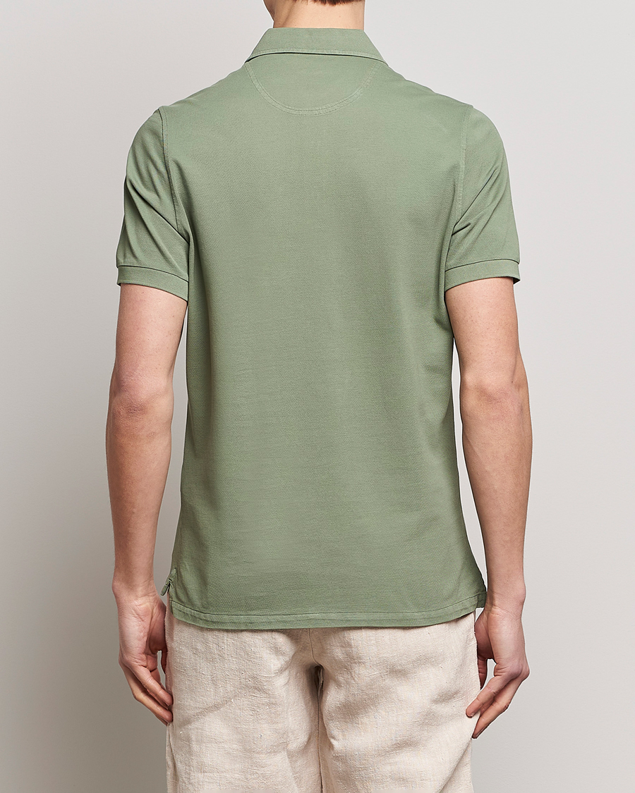 Hombres | Polos | Stenströms | Pigment Dyed Cotton Polo Shirt Green
