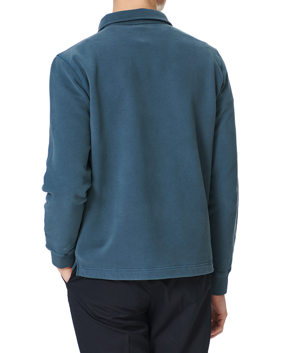Hombres | Jerséis y prendas de punto | Sunspel | Zip Polo Sweatshirt Dark Petrol