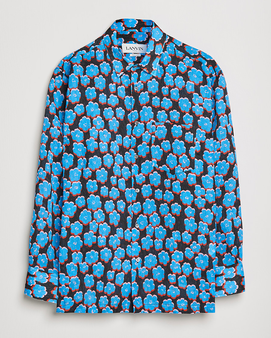 Hombres | Camisas | Lanvin | Printed Flower Shirt Black/Blue