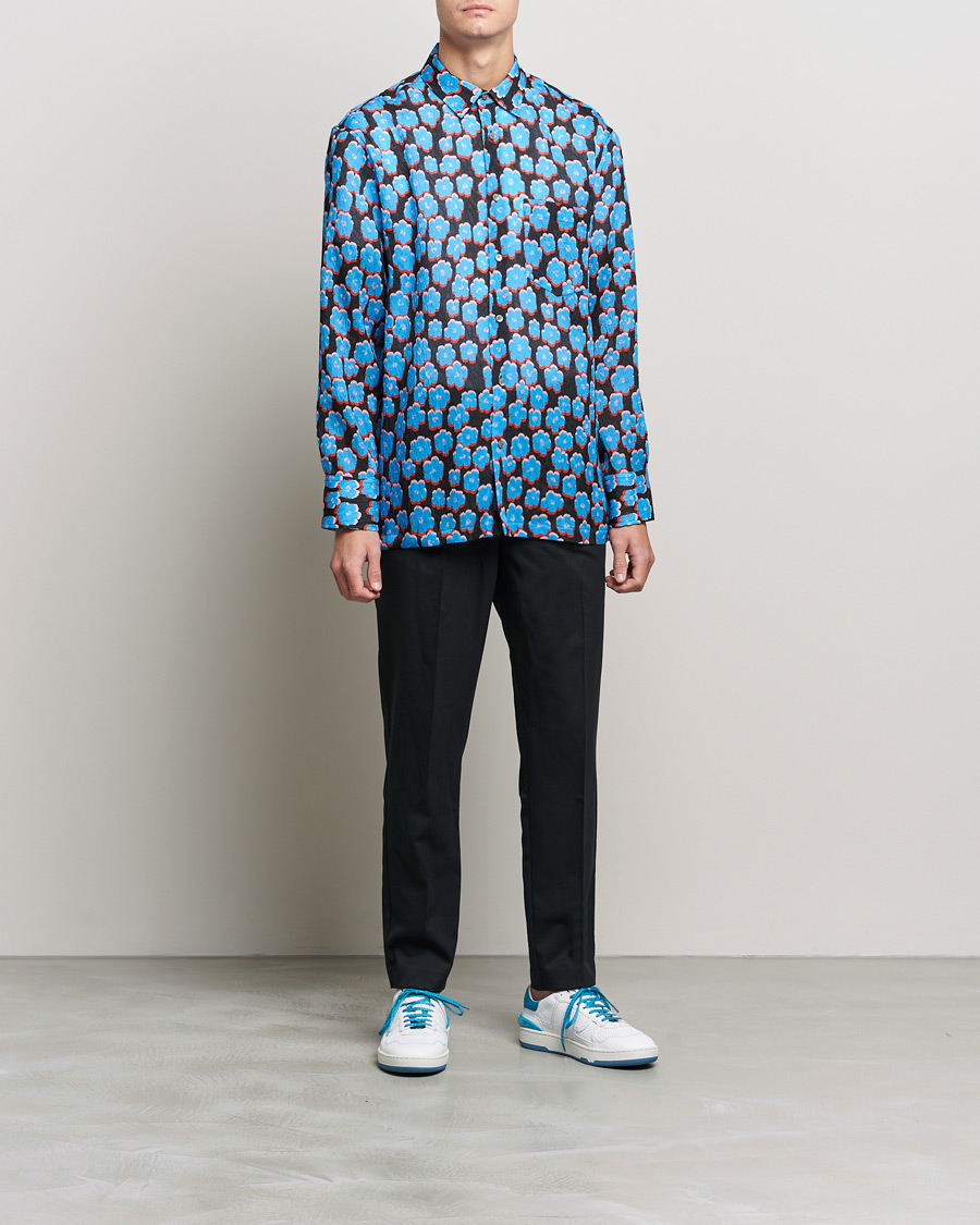 Hombres | Camisas | Lanvin | Printed Flower Shirt Black/Blue