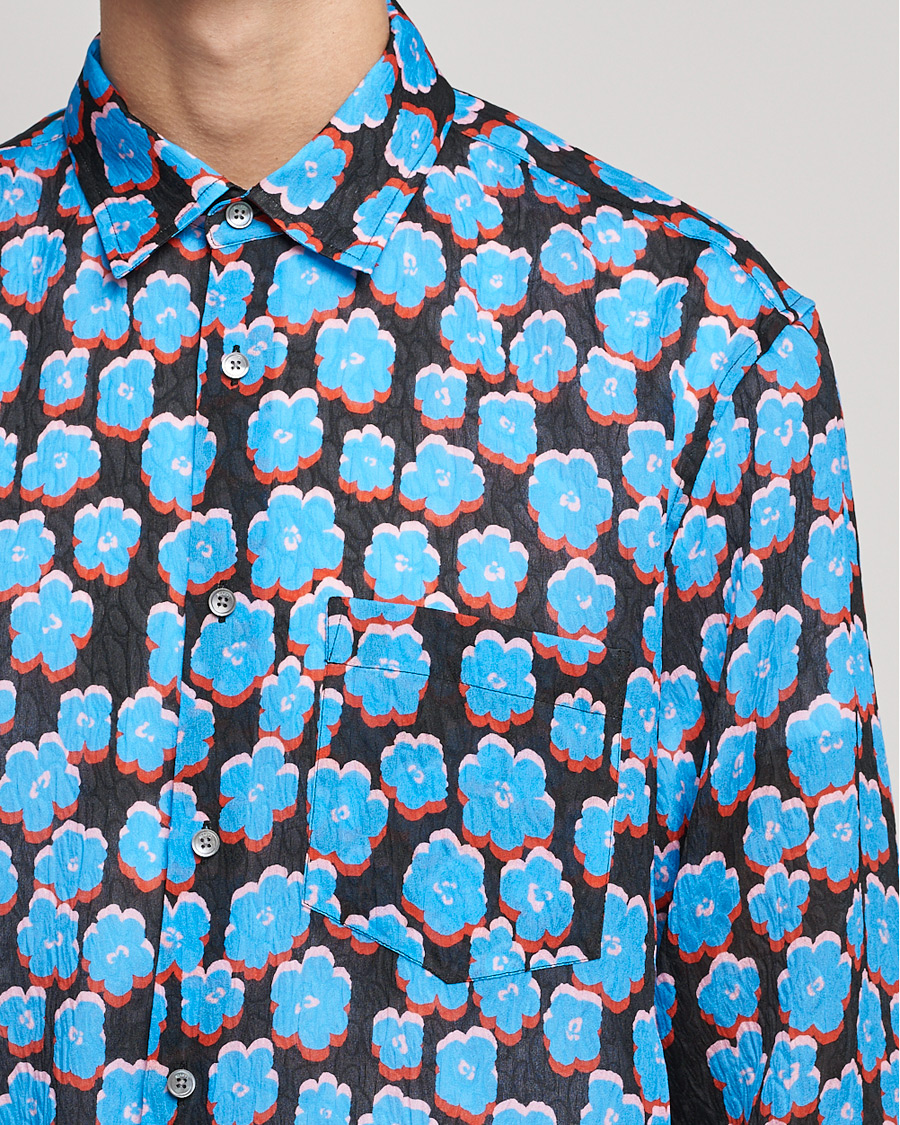 Hombres | Camisas | Lanvin | Printed Flower Shirt Black/Blue