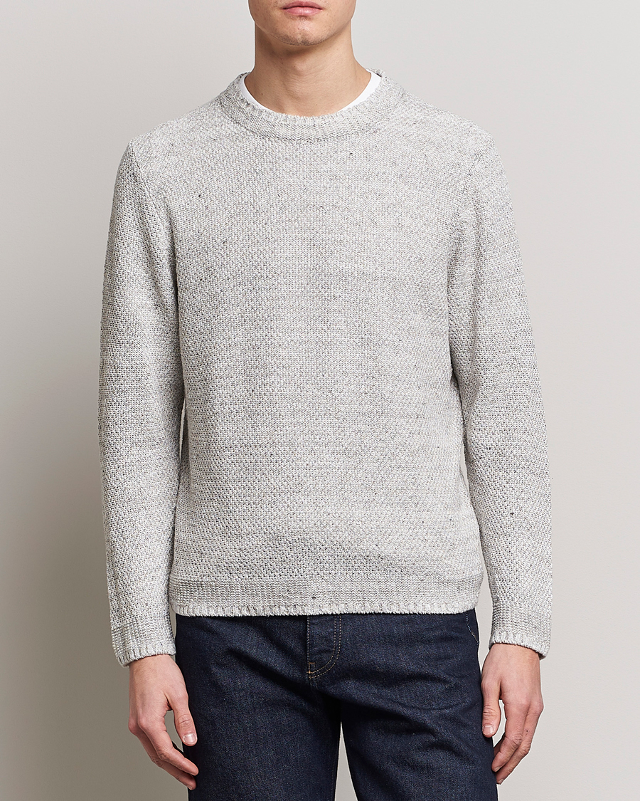 Hombres | Jerséis y prendas de punto | Inis Meáin | Moss Stiched Linen Crew Neck Cream