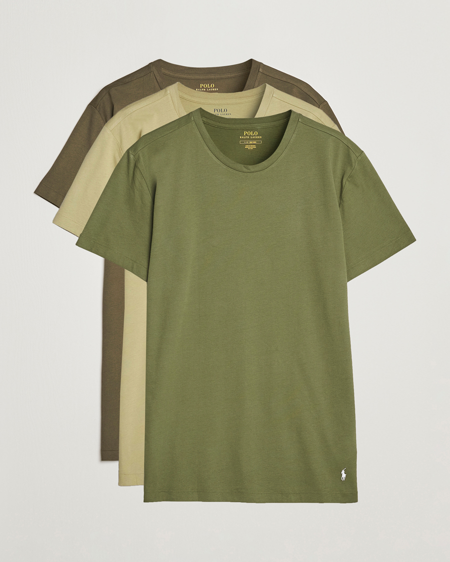 Hombres | Camisetas | Polo Ralph Lauren | 3-Pack Crew Neck T-Shirt Olive/Green/Dark Green