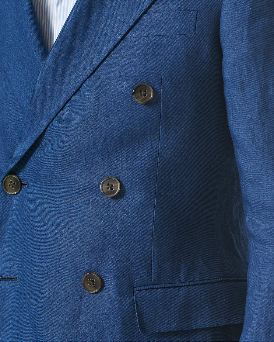 Hombres | Blazers | Ralph Lauren Purple Label | Double Breasted Linen Blazer Medium Blue