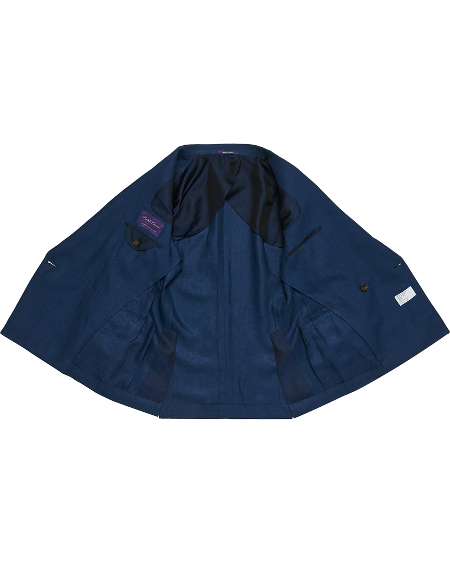Hombres | Blazers | Ralph Lauren Purple Label | Double Breasted Linen Blazer Medium Blue