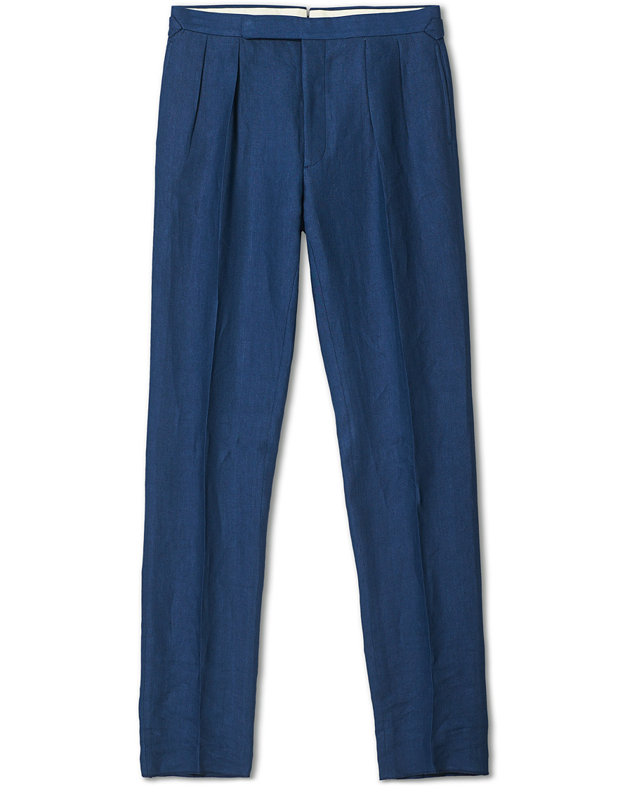 Hombres | Pantalones | Ralph Lauren Purple Label | Linen Trousers Medium Blue