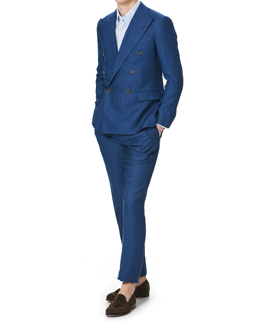 Hombres | Pantalones | Ralph Lauren Purple Label | Linen Trousers Medium Blue