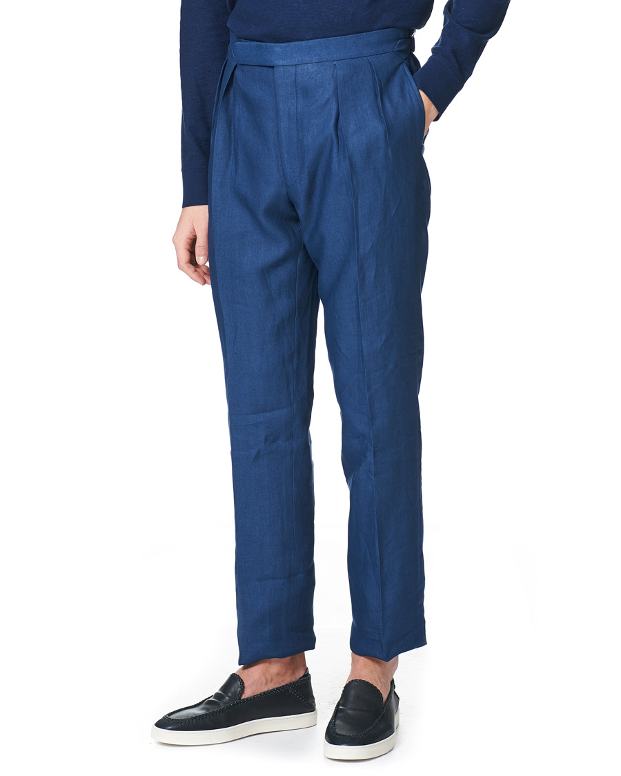 Hombres | Pantalones | Ralph Lauren Purple Label | Linen Trousers Medium Blue