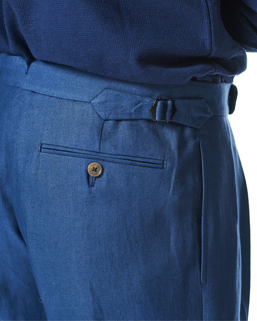 Hombres | Pantalones | Ralph Lauren Purple Label | Linen Trousers Medium Blue