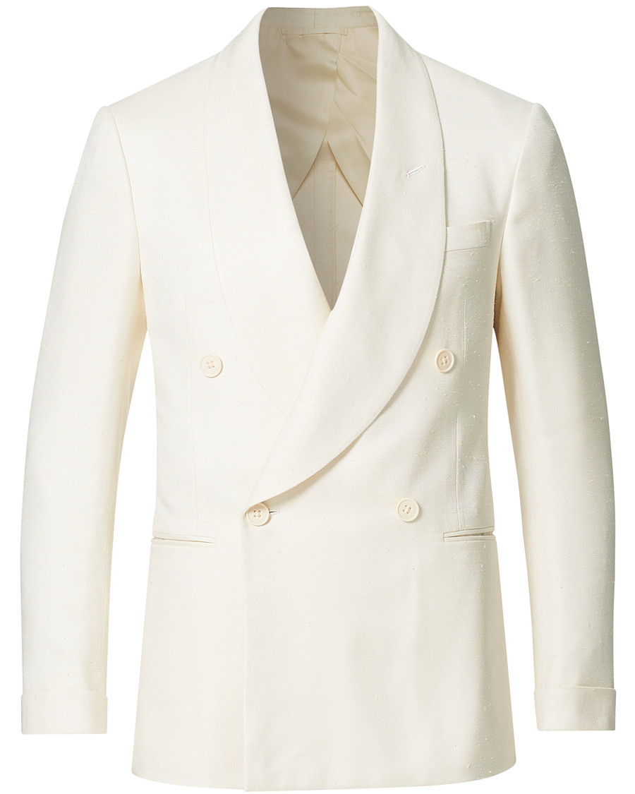 Hombres | Blazers | Ralph Lauren Purple Label | Double Breasted Mulberry Silk Blazer Cream