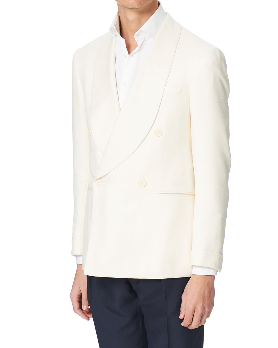 Hombres | Blazers | Ralph Lauren Purple Label | Double Breasted Mulberry Silk Blazer Cream