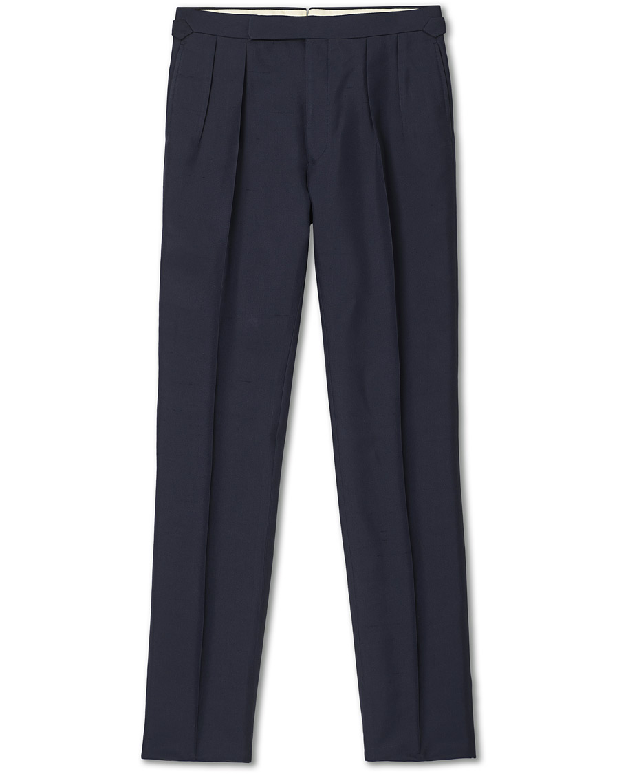 Hombres | Pantalones | Ralph Lauren Purple Label | Shantung Silk Trousers Navy