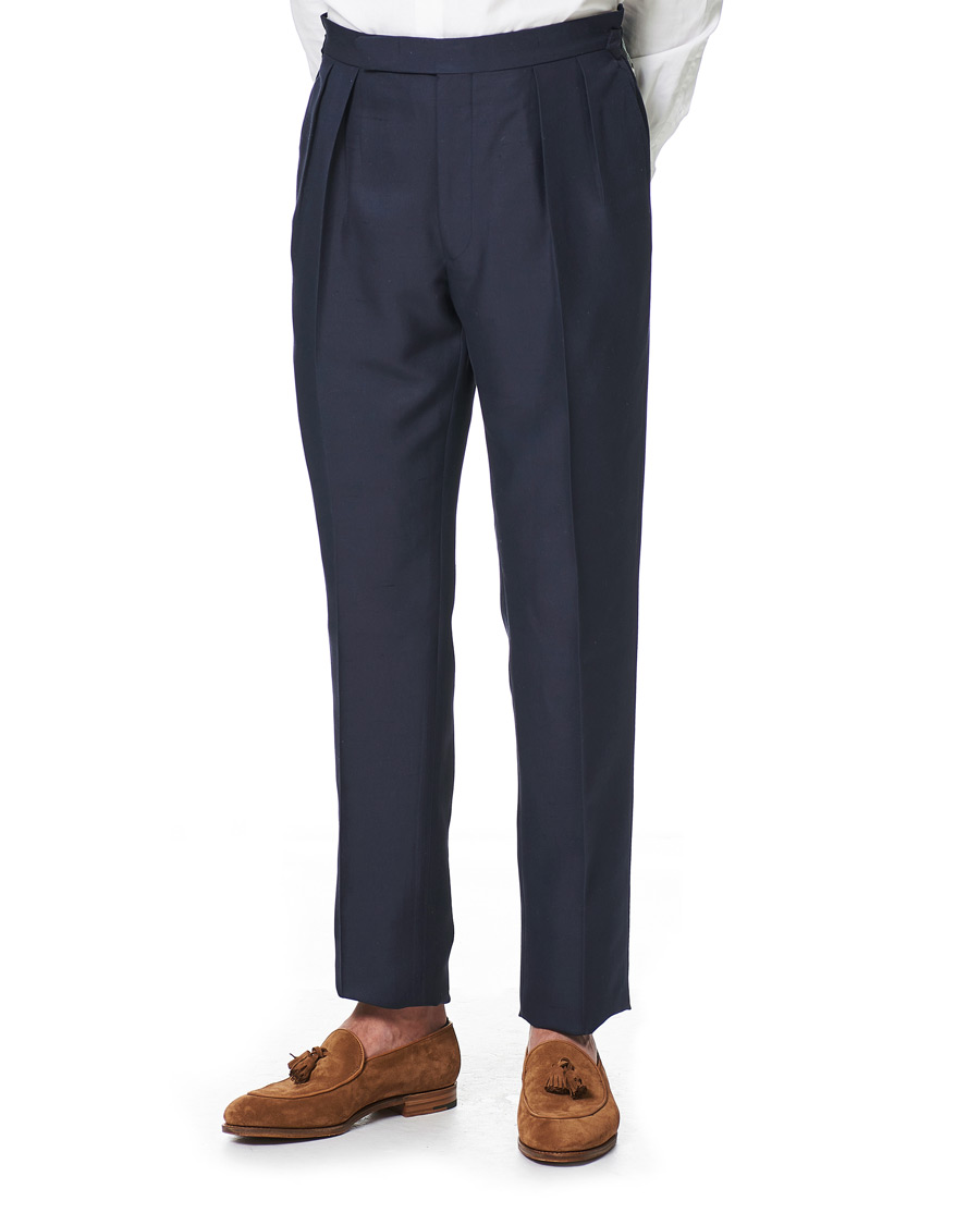 Hombres | Pantalones | Ralph Lauren Purple Label | Shantung Silk Trousers Navy