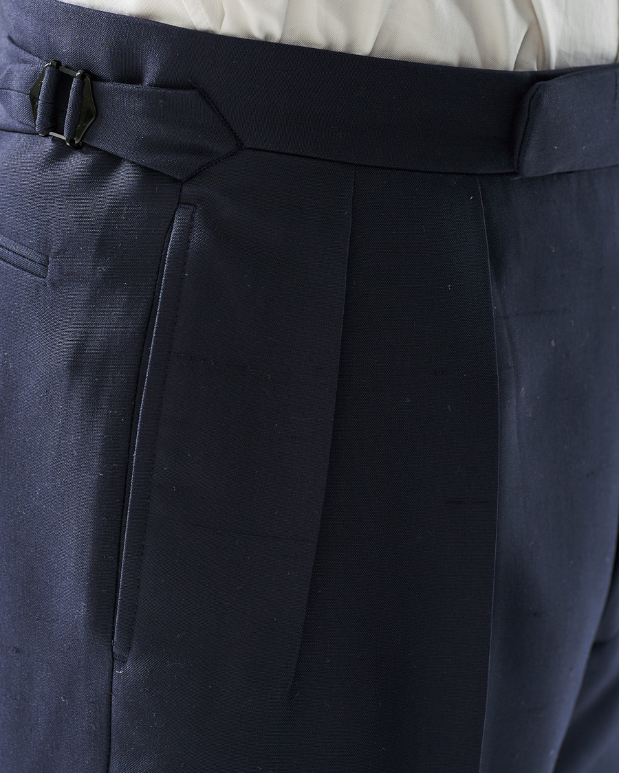 Hombres | Pantalones | Ralph Lauren Purple Label | Shantung Silk Trousers Navy