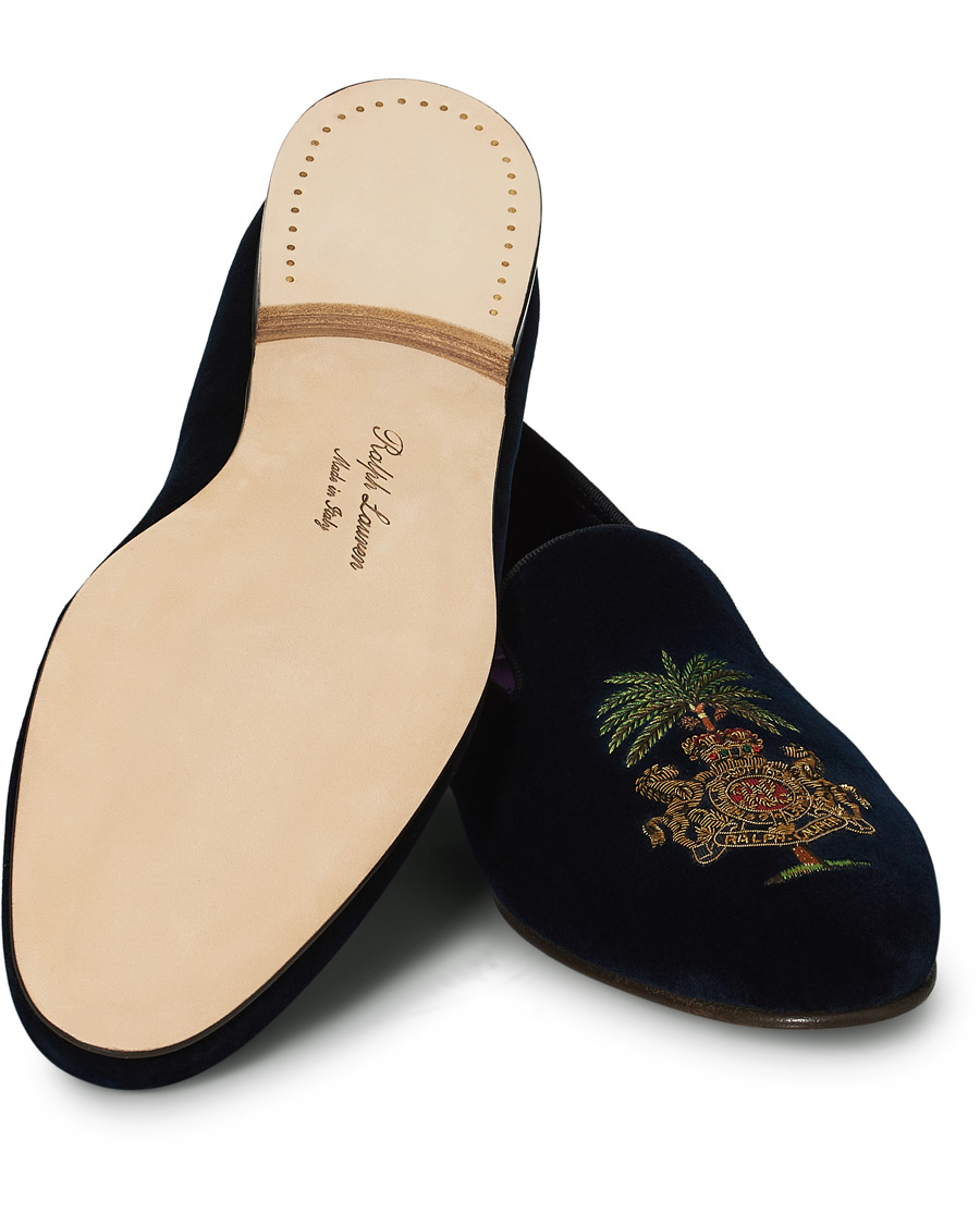 Hombres | Ralph Lauren Purple Label Alonso Palm Crest Slippers Navy | Ralph Lauren Purple Label | Alonso Palm Crest Slippers Navy