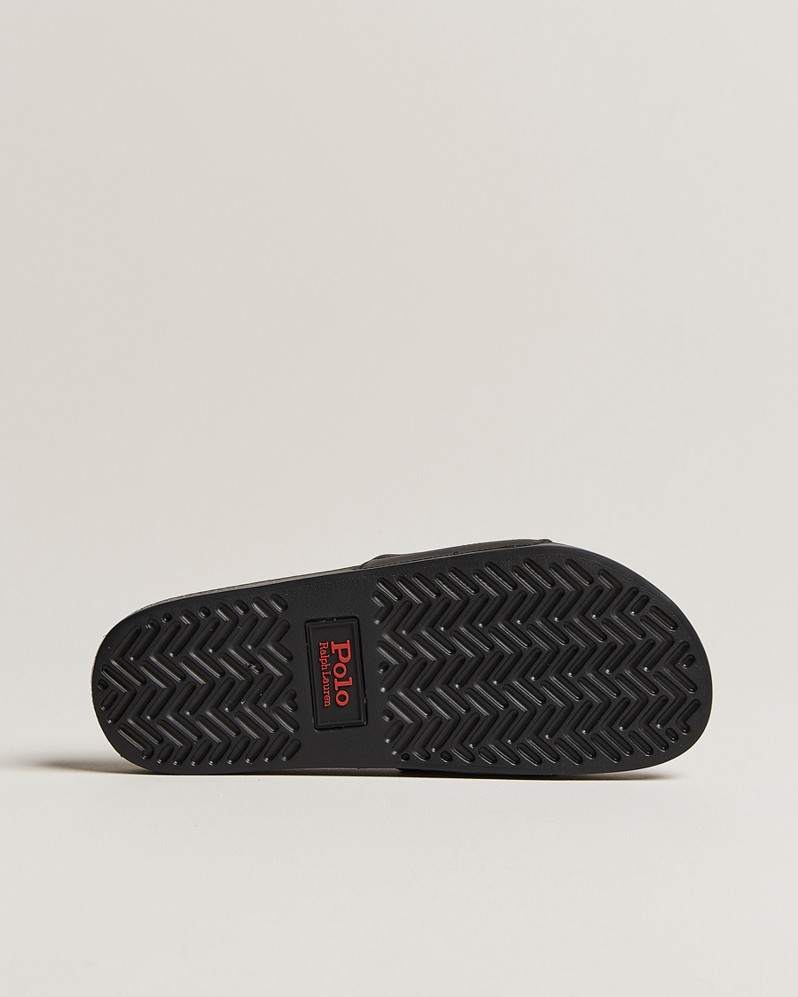 Hombres | Polo Ralph Lauren Leather Logo Slides Black | Polo Ralph Lauren | Leather Logo Slides Black