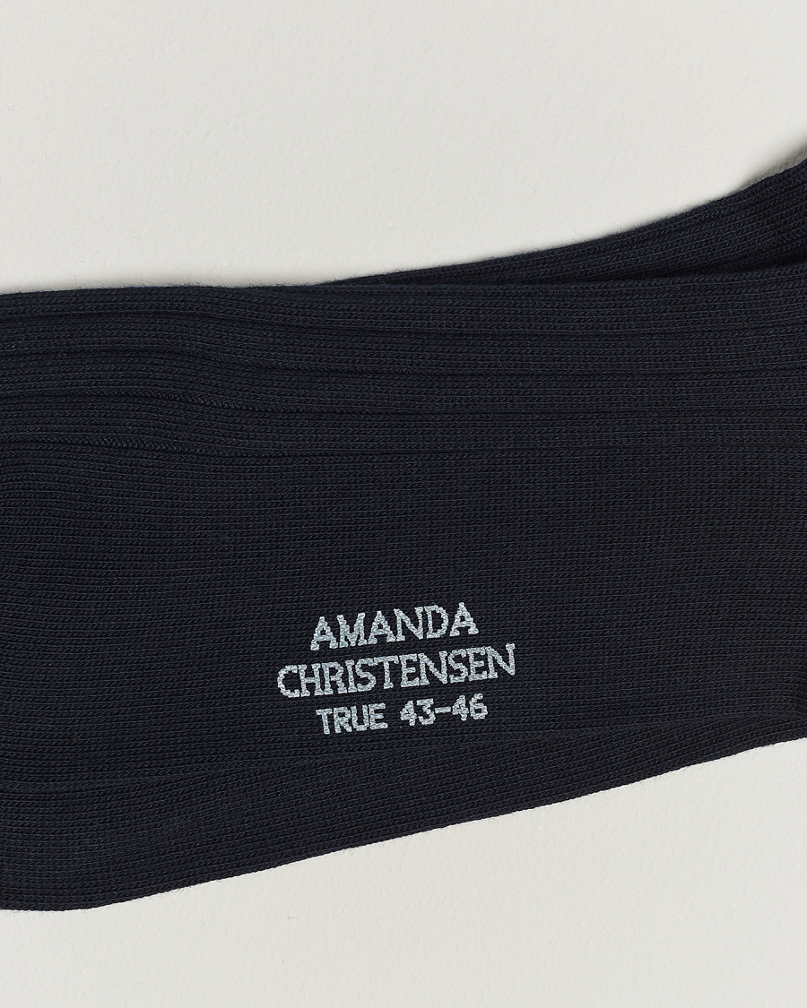 Hombres | Ropa interior y calcetines | Amanda Christensen | 3-Pack True Cotton Ribbed Socks Dark Navy