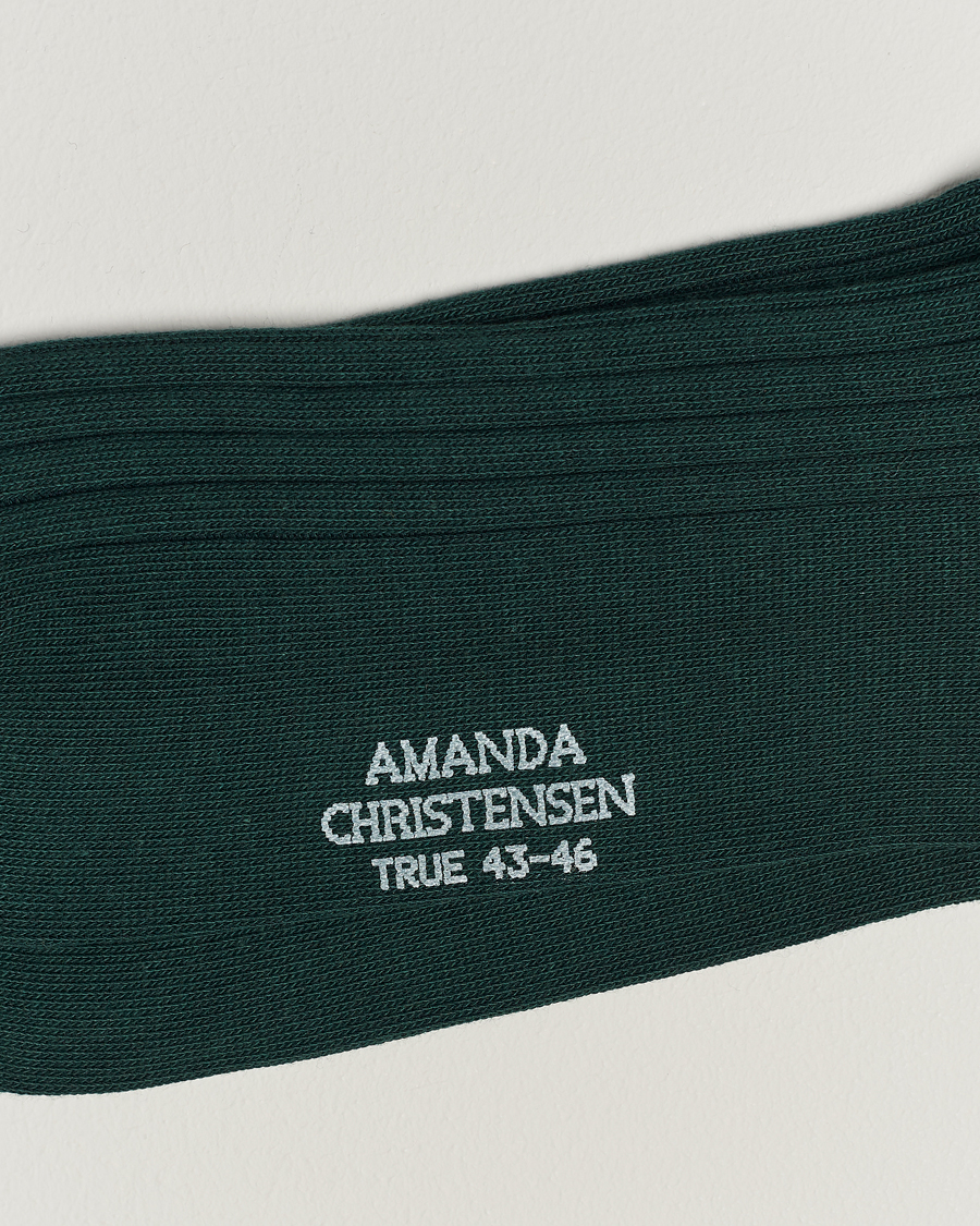 Hombres |  | Amanda Christensen | 3-Pack True Cotton Ribbed Socks Bottle Green
