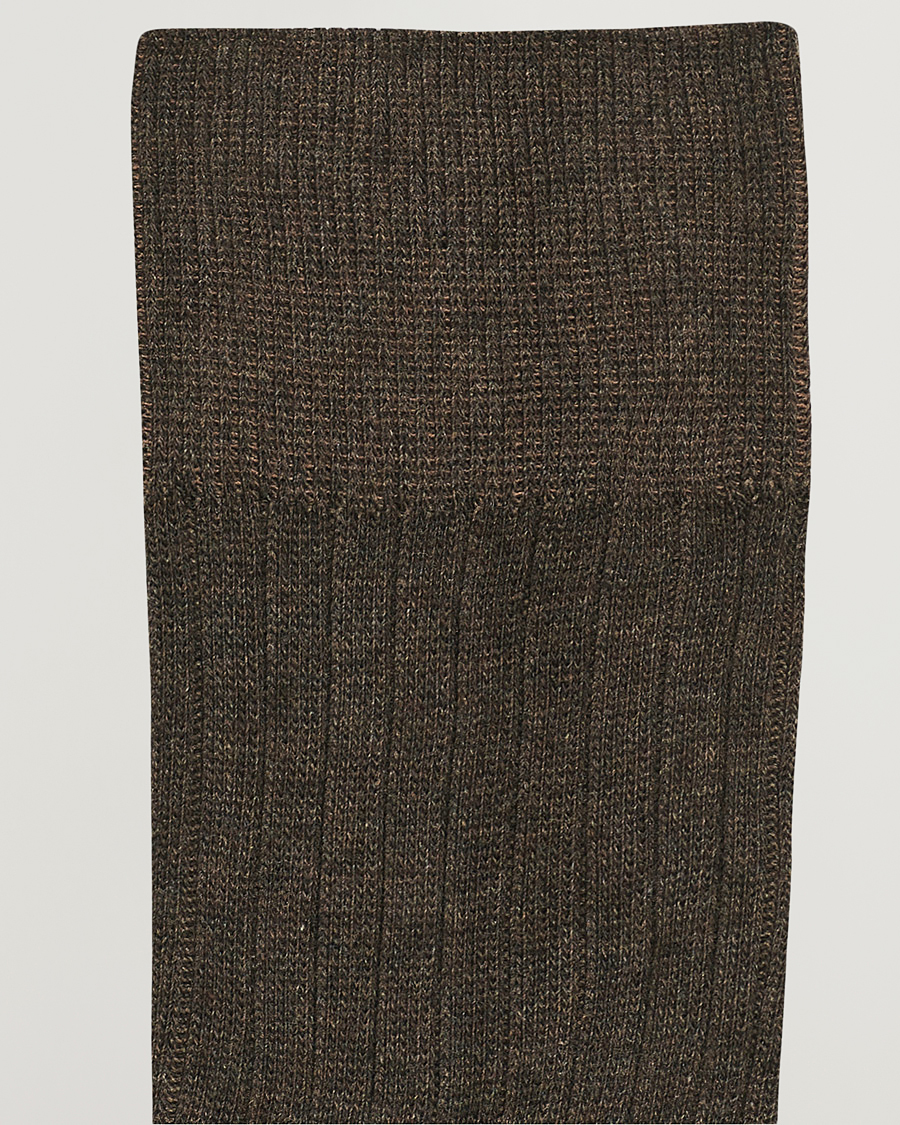 Hombres | Ropa interior y calcetines | Amanda Christensen | 3-Pack True Cotton Ribbed Socks Brown Melange