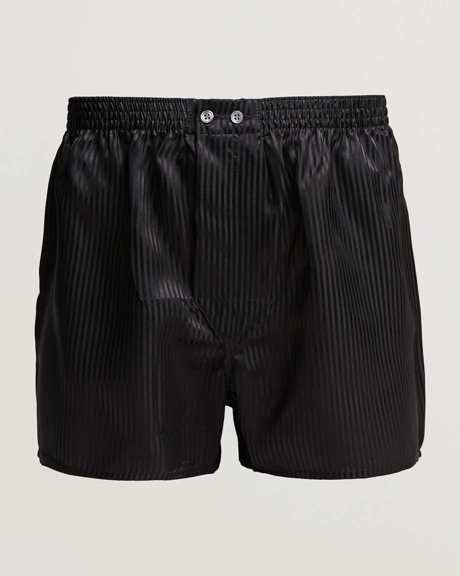 Hombres | Ropa interior y calcetines | Derek Rose | Classic Fit Silk Boxer Shorts Black