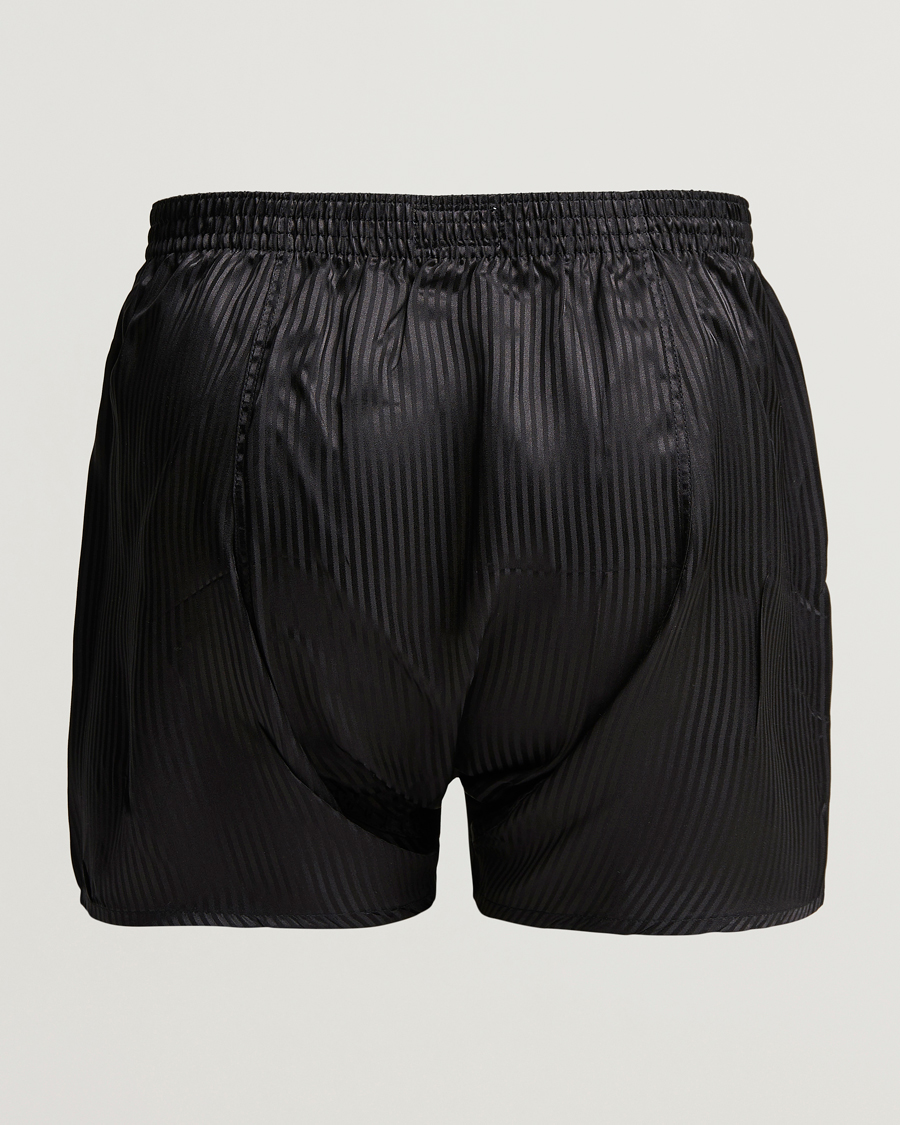 Hombres | Derek Rose | Derek Rose | Classic Fit Silk Boxer Shorts Black