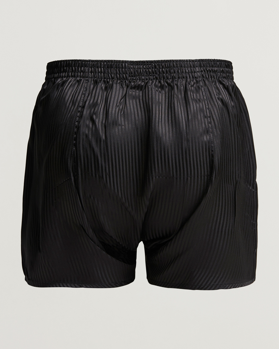 Hombres | Ropa interior y calcetines | Derek Rose | Classic Fit Silk Boxer Shorts Black