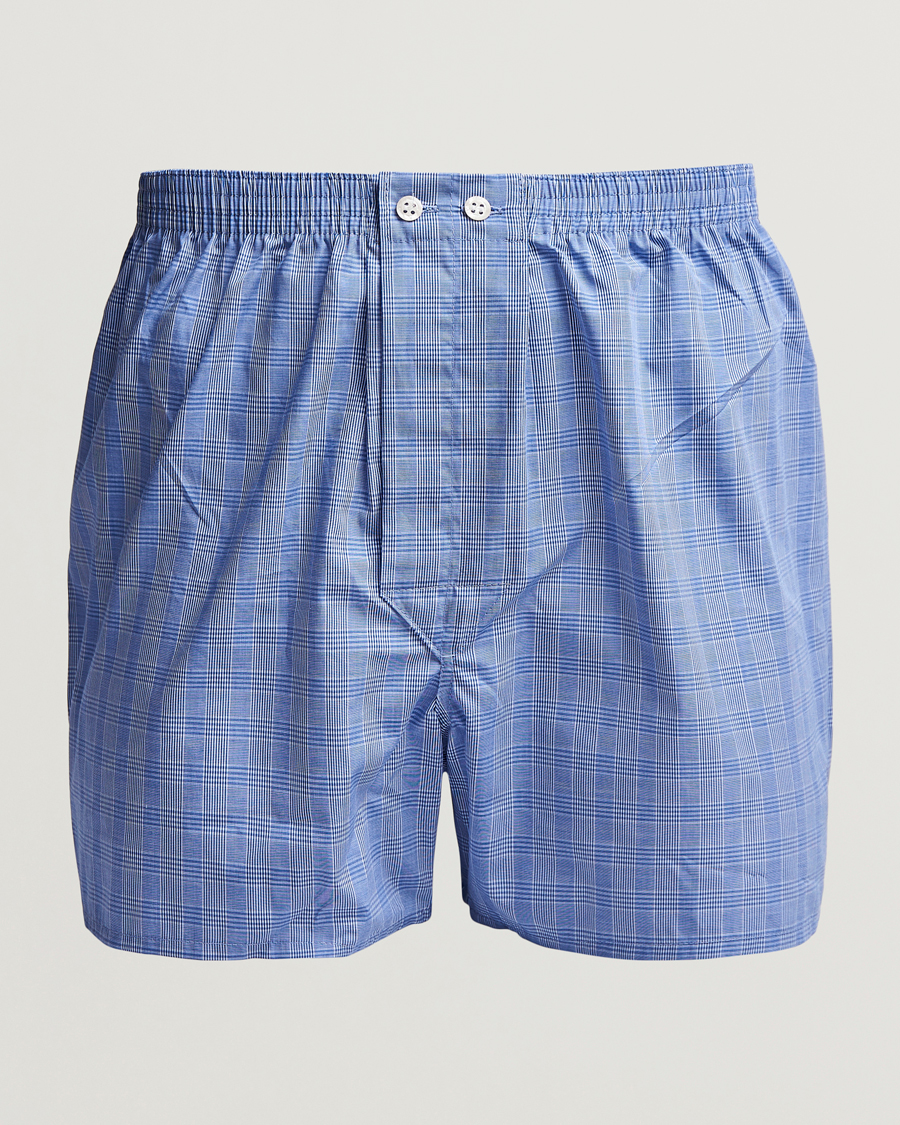 Hombres | Ropa interior y calcetines | Derek Rose | Classic Fit Cotton Boxer Shorts Blue