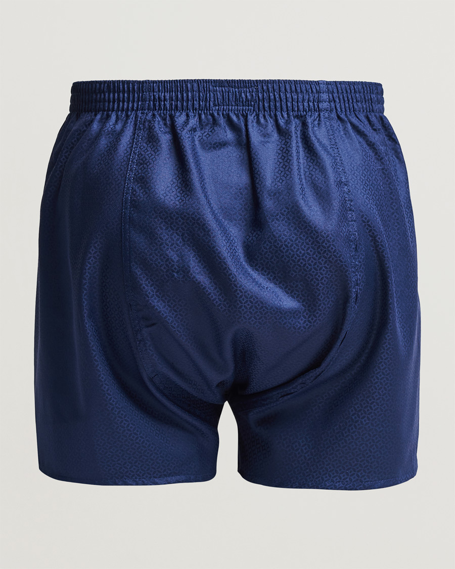 Hombres |  | Derek Rose | Classic Fit Woven Cotton Boxer Shorts Navy